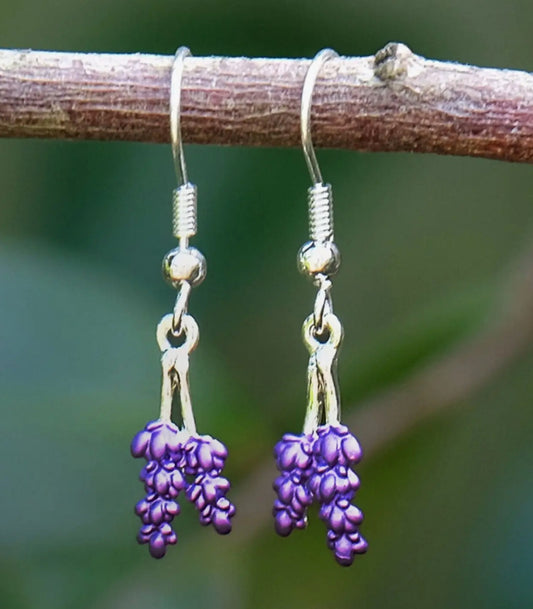 LAVENDER SILVER PLATED HAND ENAMELLED EARRINGS