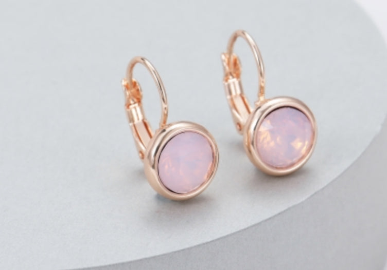 CRYSTAL DROP EARRINGS - CANDY PINK