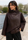LEATHERETTE SIDE TIE COAT - 10-16 - PLUM