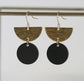 KAIKO - BLACK & BRASS MOON & CIRCLE EARRINGS - GOLD PLATED