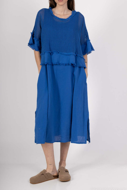 COTTON 2 PART DRESS - 8-14 - COBALT BLUE