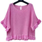 FRILL TRIM COTTON LINEN TOP - 10-16
