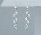 DIAMANTE LEAF DROP EARRINGS - SILVER