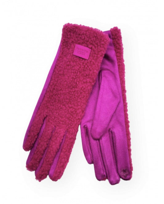 TEDDY FLEECE GLOVES - FUSCHIA