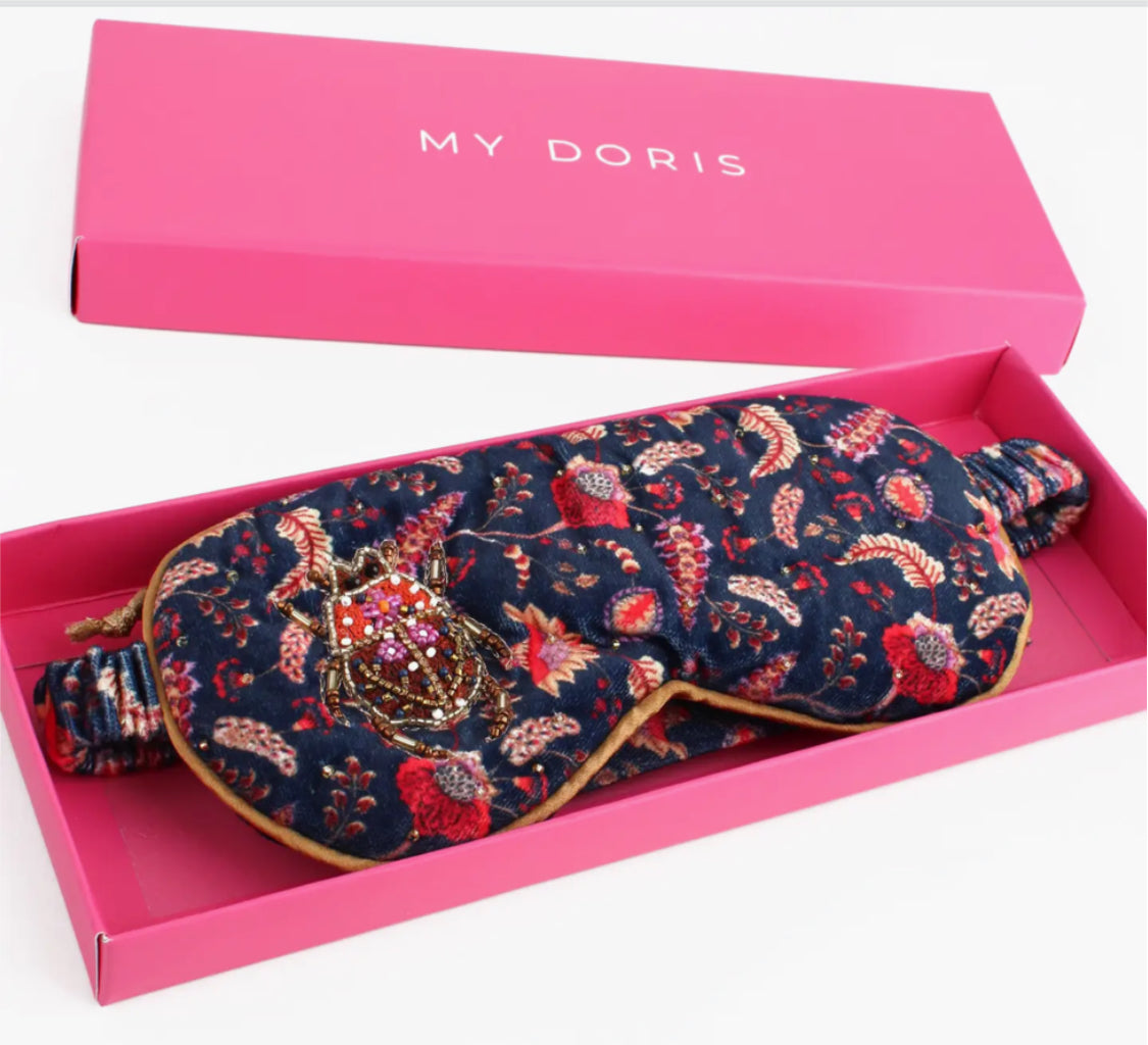 LUXURY VELVET HANDMADE EYE MASK- comes with matching pouch & gift box - BEETLE