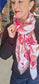 COTTON BLEND FLORAL SCARF - FUSCHIA