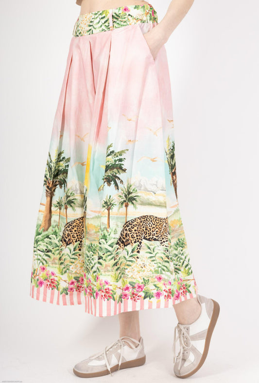 JUNGLE PRINT COTTON SKIRT 8-12/14 - PINK