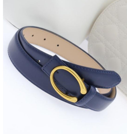 HORSE SHOE BUCKLE BELT - NAVY