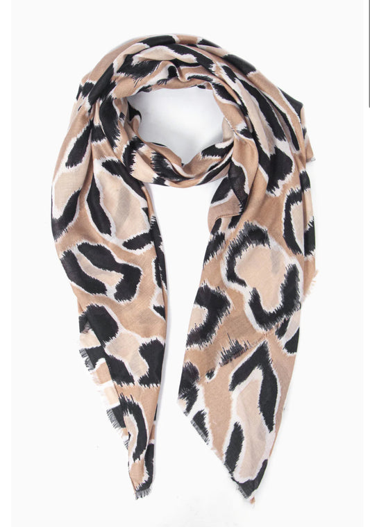 ANIMAL PRINT SCARF - BEIGE
