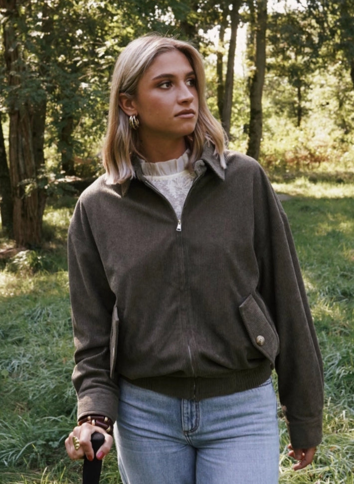 CORD BOMBER JACKET - 12-16 - KHAKI