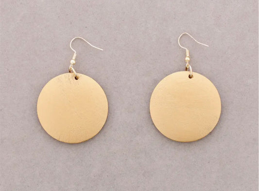 WOODEN DISC EARRINGS