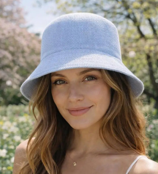 WOVEN BUCKET HAT - BLUE