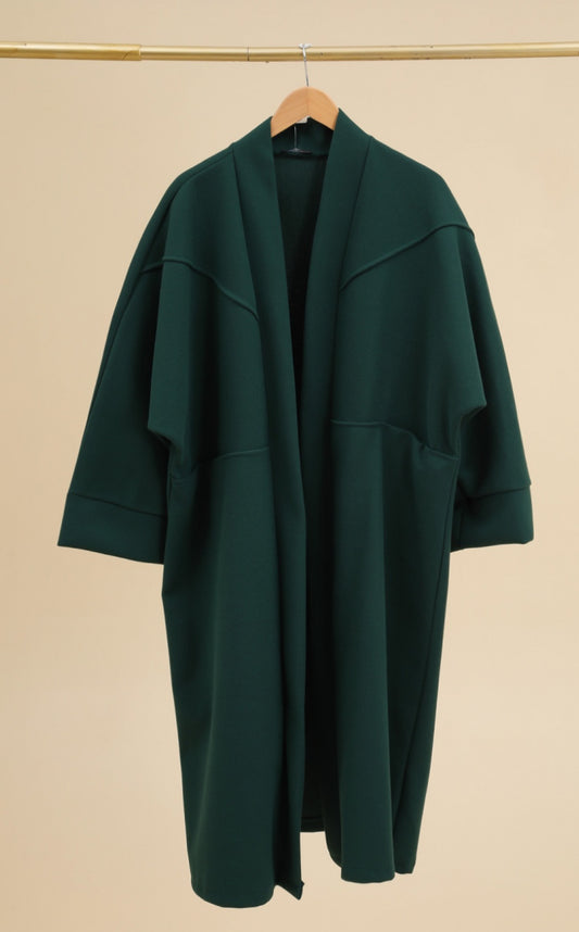 WOOL BLEND COAT - FOREST GREEN - FREE SIZE