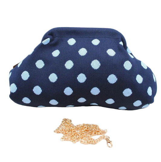 POLKA CLUTCH BAG - NAVY