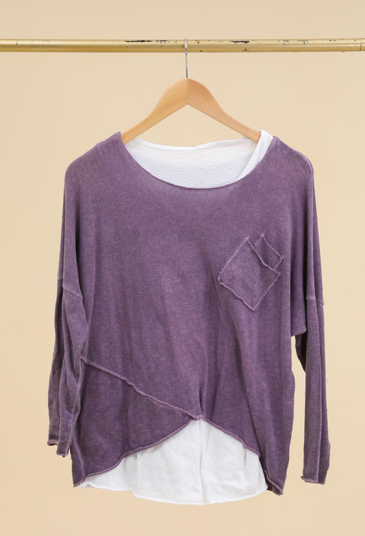 COTTON LAYERED TOP - PLUM - 10-14/16