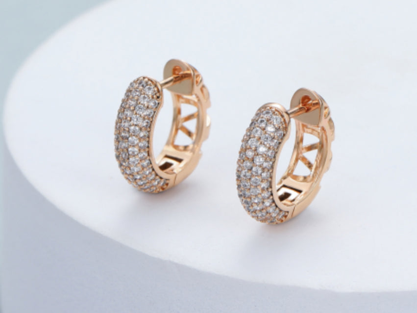 DIAMANTÉ HINGED HOOP EARRINGS - GOLD