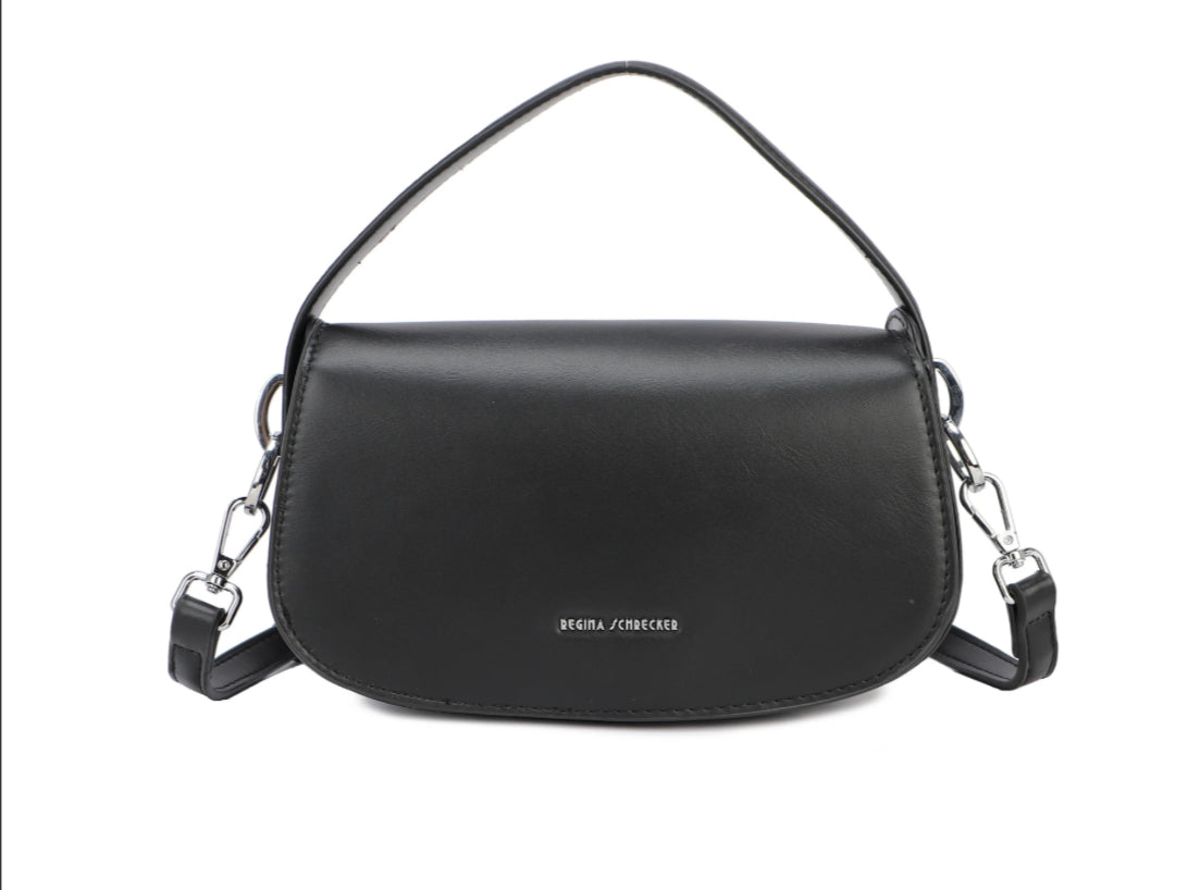 HALF MOON BAG WITH LONG STRAP - BLACK