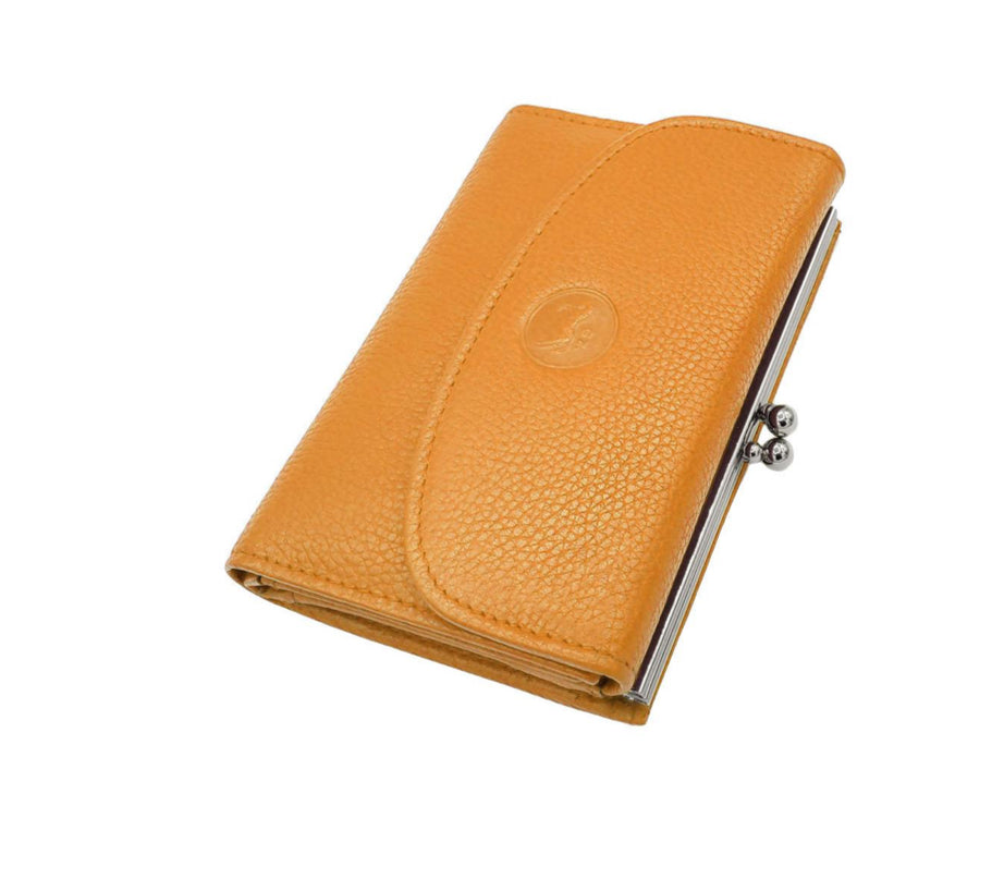 YELLOW CLASP CLOSURE LEATHER WALLET