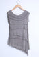 SILK BLEND ASYMMETRIC RUFFLE TOP - 8-12 - TAUPE