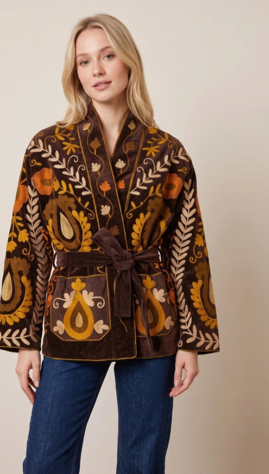 VELVET KIMONO JACKET - 10-14