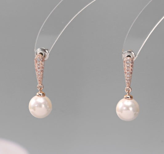 PEARL DROP STUDS - ROSE GOLD