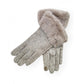 FUR TRIM GLOVES - TAUPE