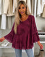 FLORAL PLEAT BLOUSE - 9-12/14- BURGUNDY