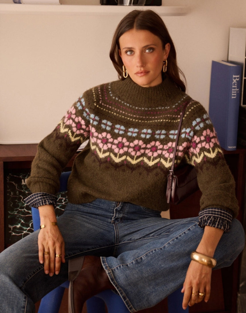 FLOWER FUNNEL KNIT - 10-16 - CHOCOLATE