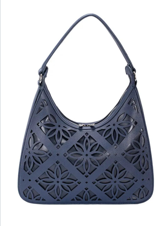 LÁSER CUT SHOULDER BAG - NAVY
