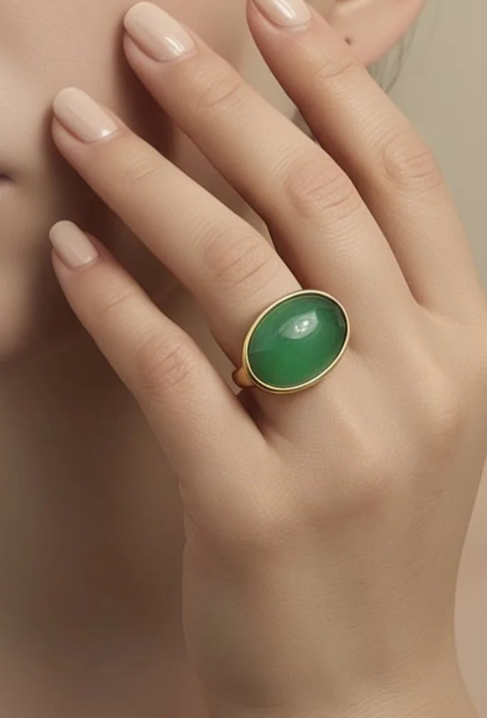 ADJUSTABLE STONE RING - GREEN