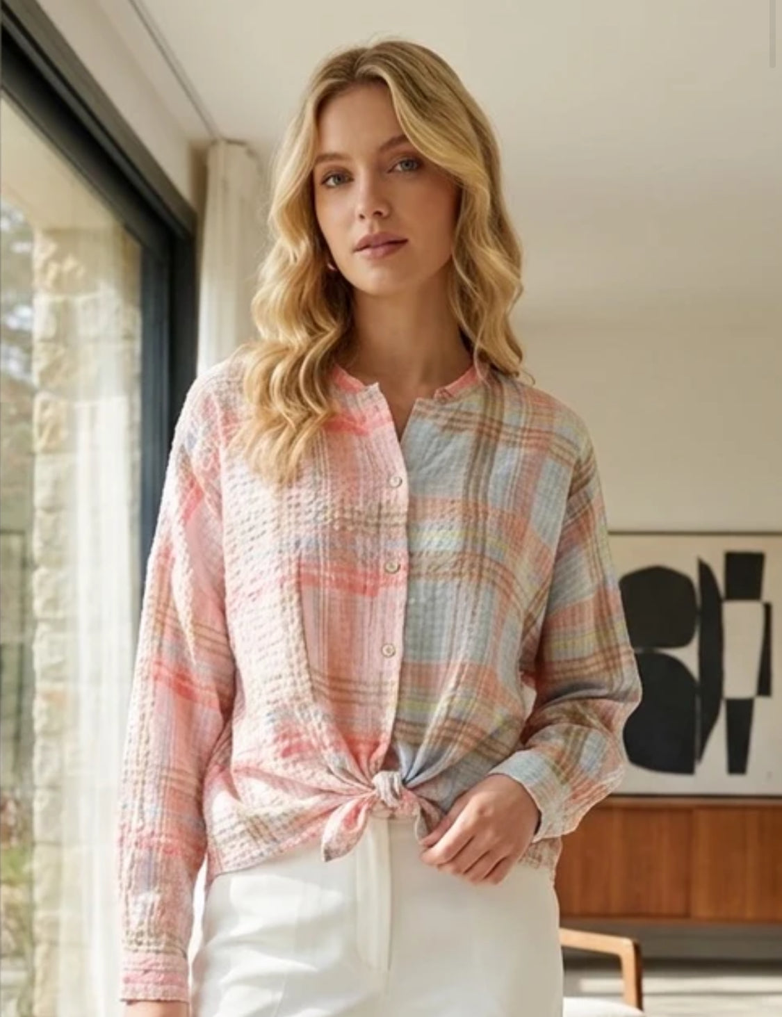 PASTEL CHECK BLOUSE - 10-16