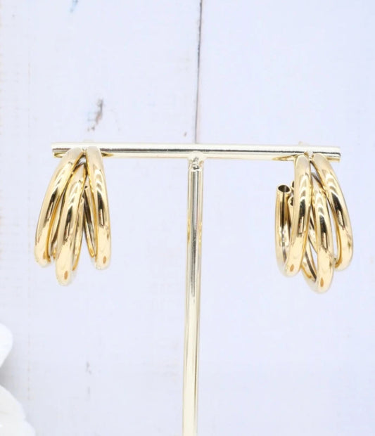 TRIPLE HOOP EARRINGS- GOLD