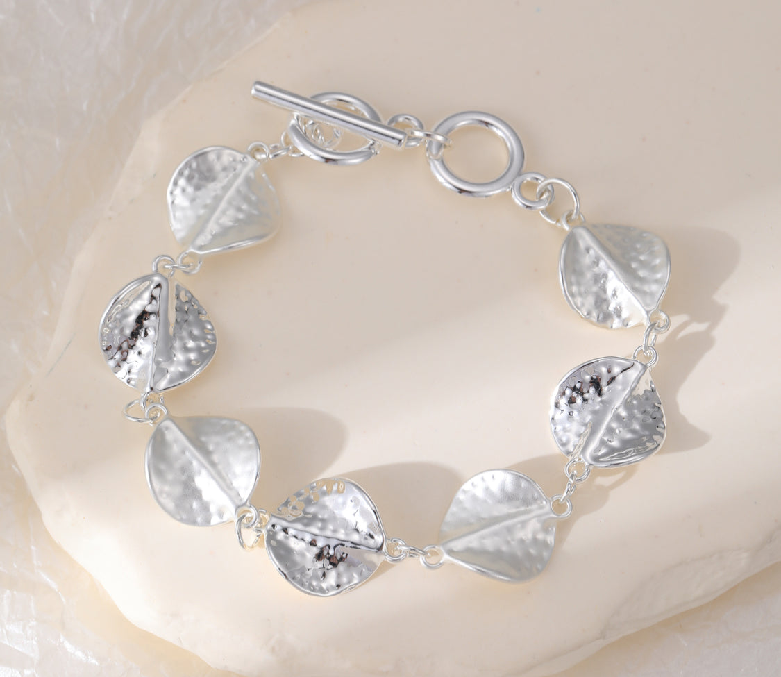 LEAF T-BAR BRACELET - SILVER