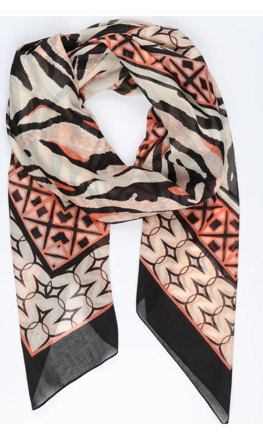 MOSAIC ANIMAL PRINT COTTON SCARF