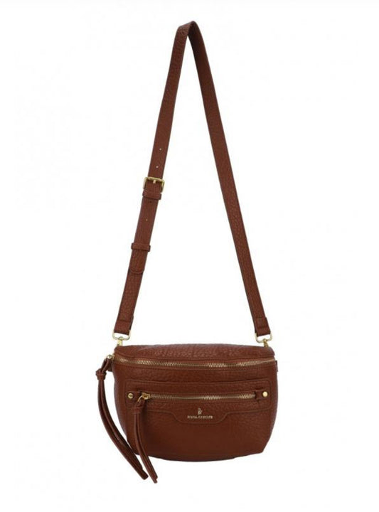 SLING BAG WITH ZIP DETAIL - CAMEL