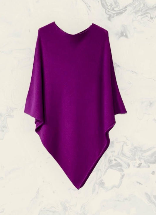 KNIT PONCHO - FREESIZE - PURPLE