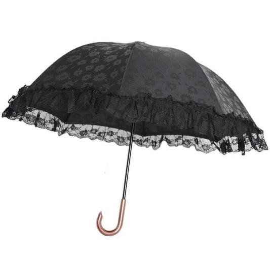 BLACK LACE TRIM UMBRELLA - CLICK ‘N COLLECT