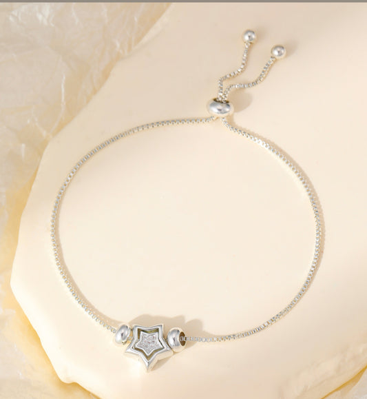 CRYSTAL STAR TOGGLE BRACELET - SILVER