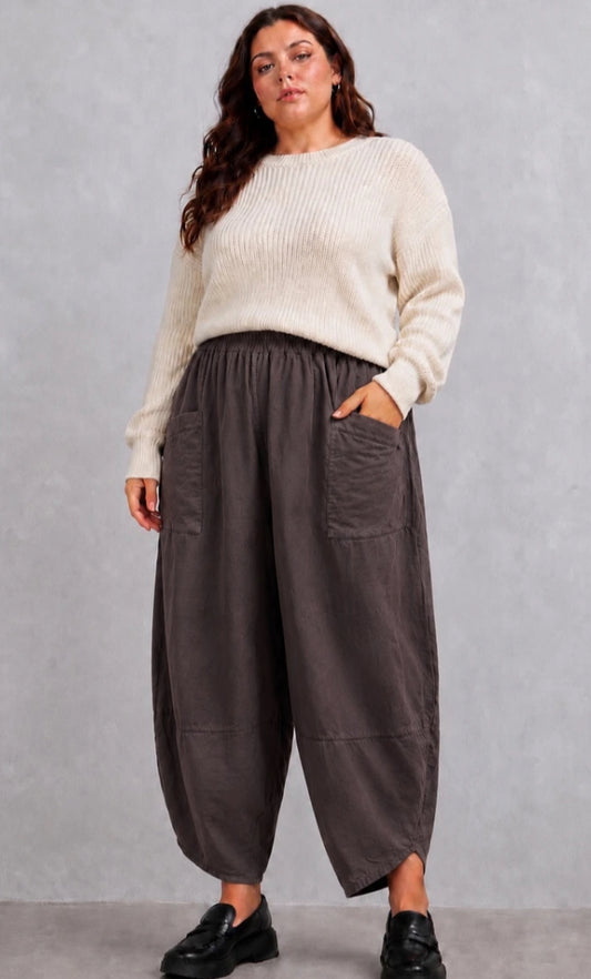 CORD TULIP PANTS - 14-18 - CHOCOLATE