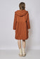 PATCH POCKET RUCHED BACK HOODED COAT - RUST - 10-14 - 100% COTTON