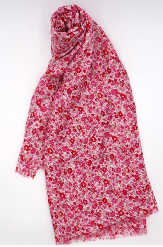 DITSY PRINT FOIL SCARF - FUSCHIA