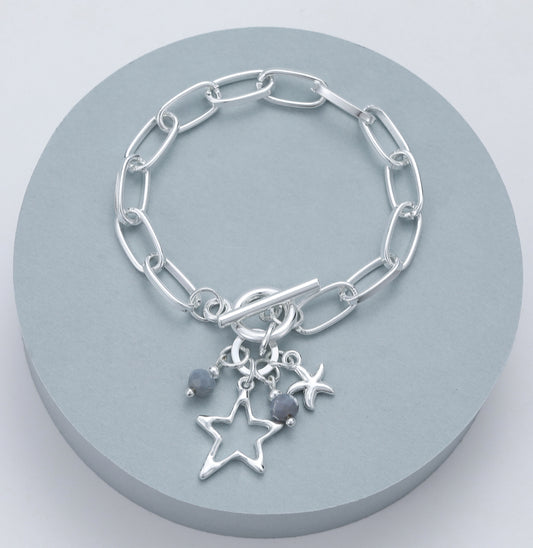 STAR CHARM T-BAR BRACELET - SILVER