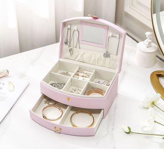 LARGE JEWELERY BOX WITH DRAWER - PINK