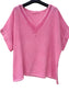 COTTON/LINEN SEQUIN TRIM TOP - 10-16 - PINK