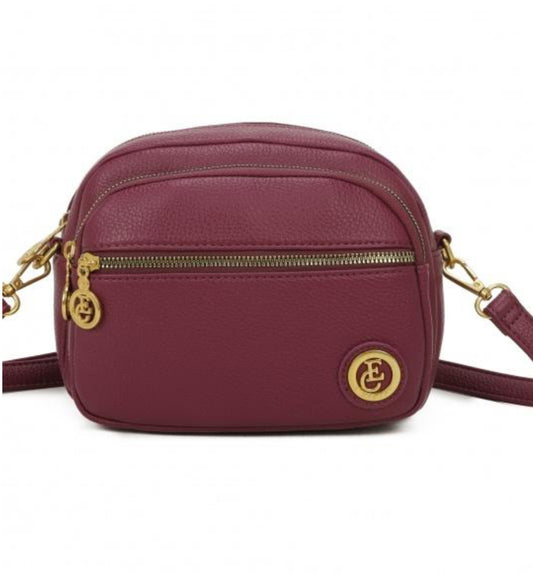 ROUND TOP ZIP DETAIL CROSSBODY- BERRY