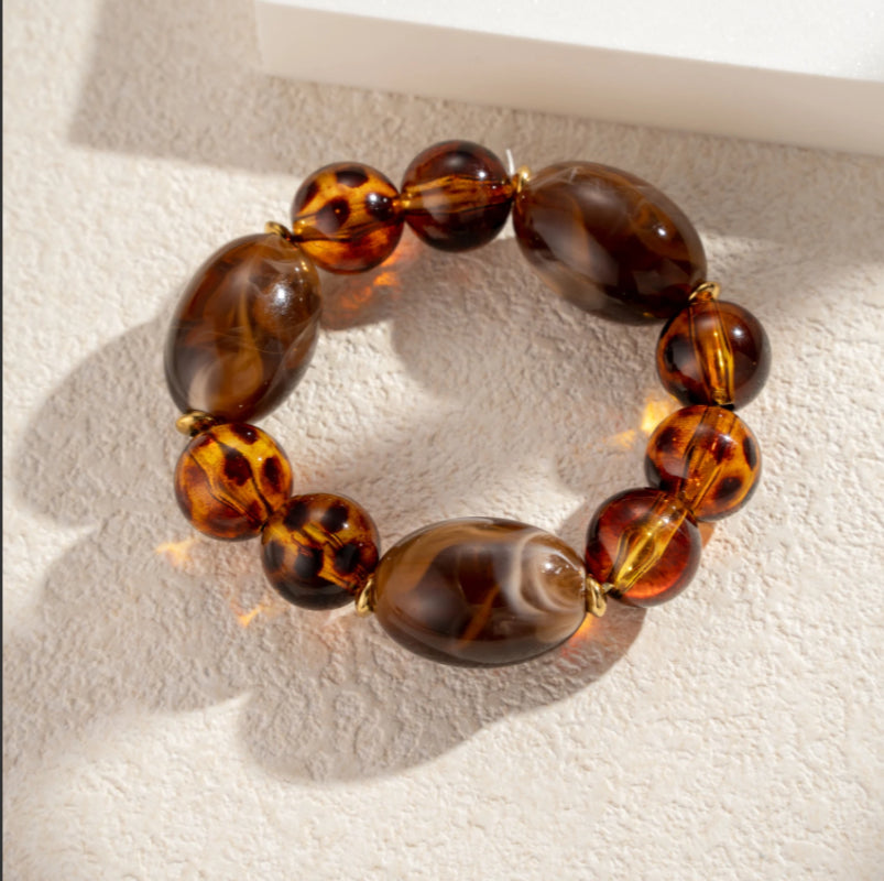 AMBER MARBLED RESIN BRACELET