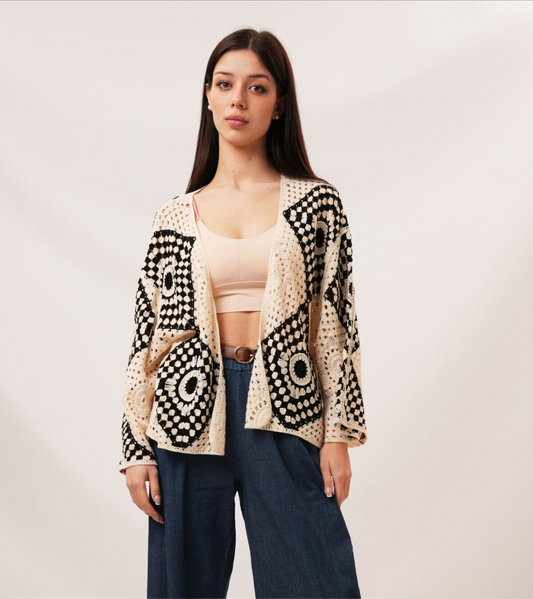 CROCHET CARDI - FREE SIZE - BLACK