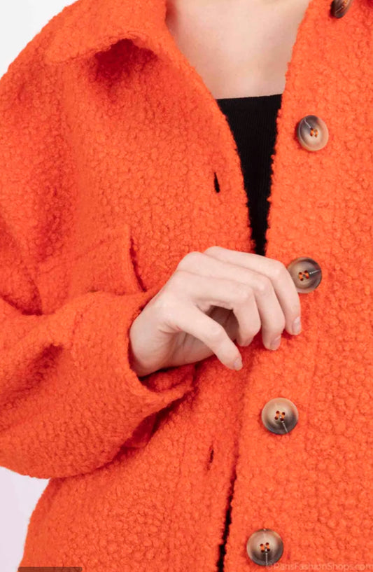 BOUCLE POCKET JACKET - 8-16 - ORANGE
