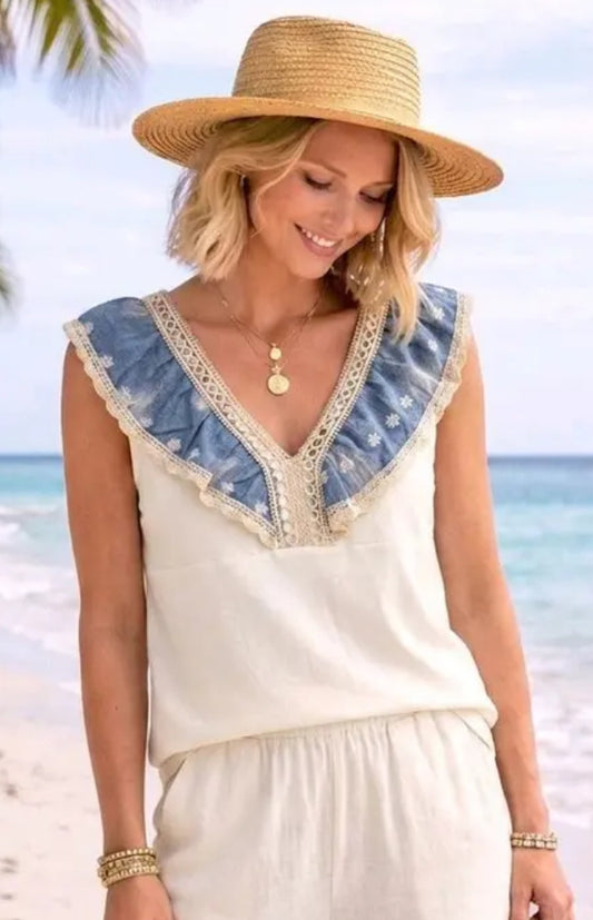 COTTON EMBROIDERY TEE - 8-14