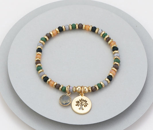 STRETCH BEAD TREE OF LIFE CHARM BRACELET